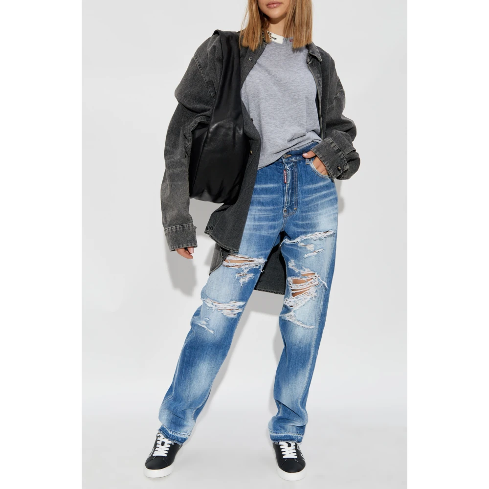 Dsquared2 T-shirt met logo Gray Dames