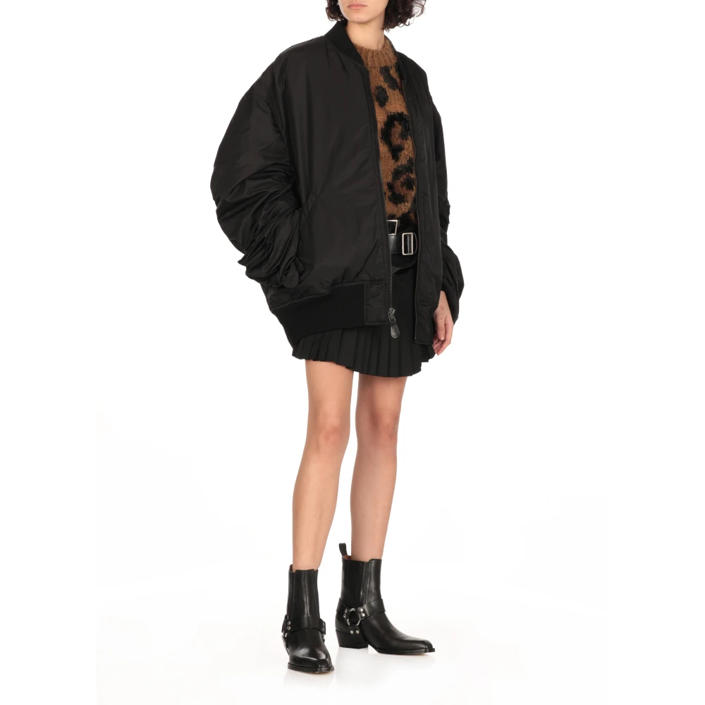 Junya Watanabe Zwarte Gewatteerde Jas met Draperende Mouwen Black Dames