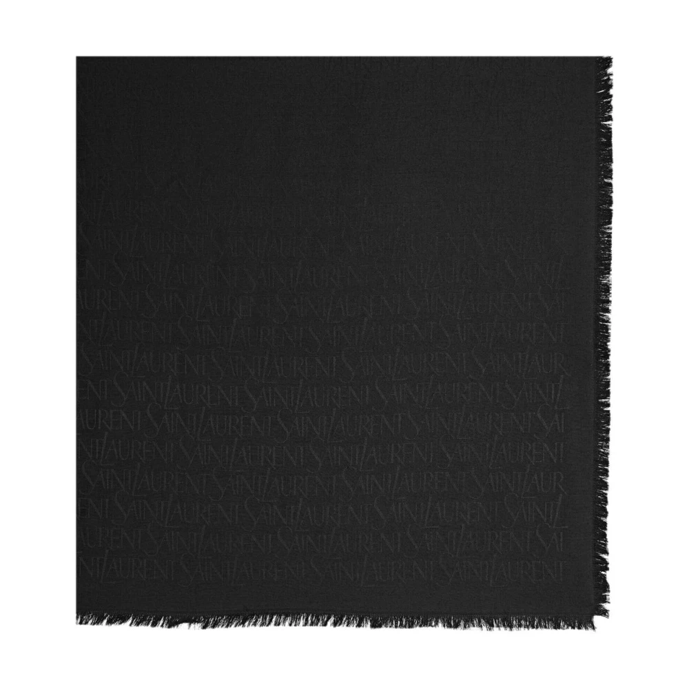 Saint Laurent Black Winter Scarves, Female, One Size, Jacquard Square Scarf