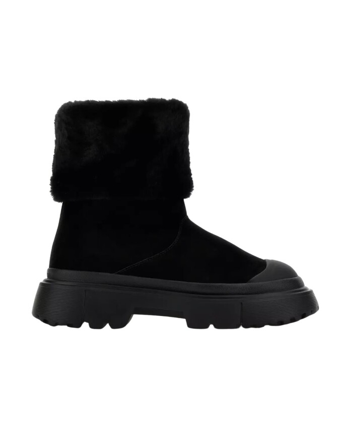 black-furry-ankle-boots-slip-on