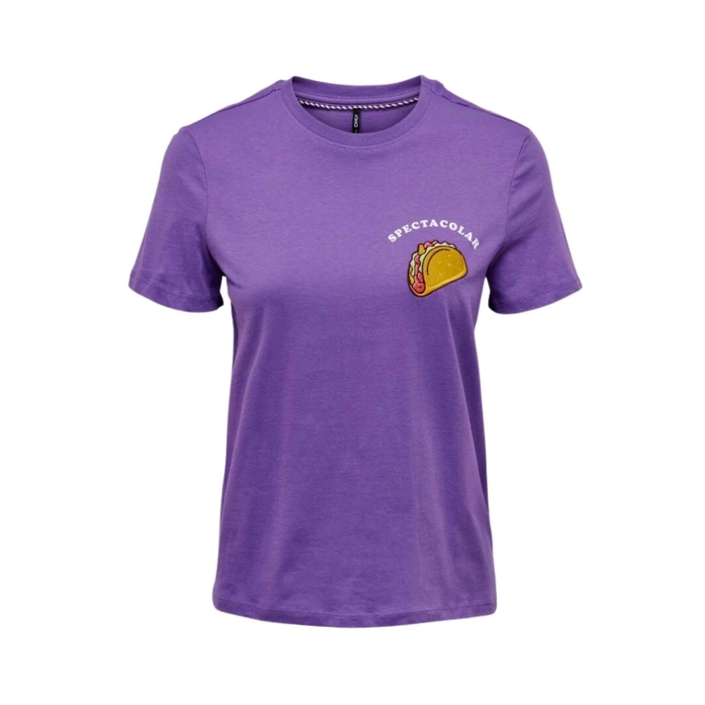 Only T-Shirt Klassiek Model Purple Dames