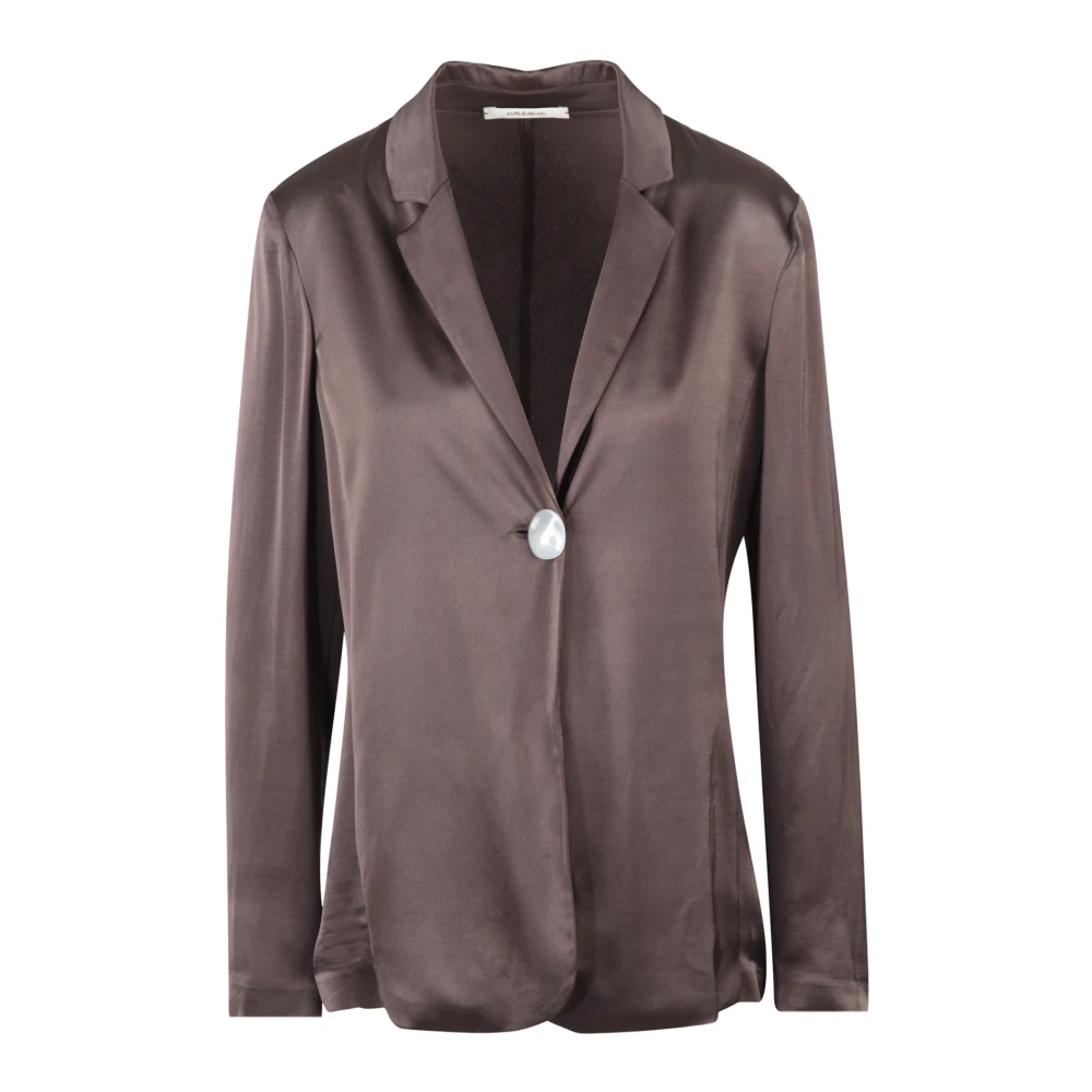 Maliparmi Satin Blazer met Juweelknoop Brown Dames