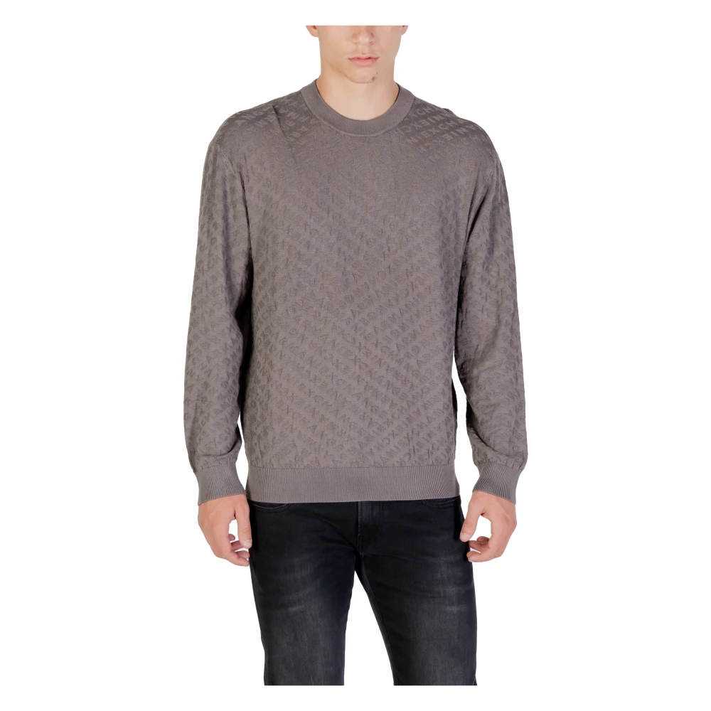 Armani Exchange Men's Gray Fine Knit Pullover For