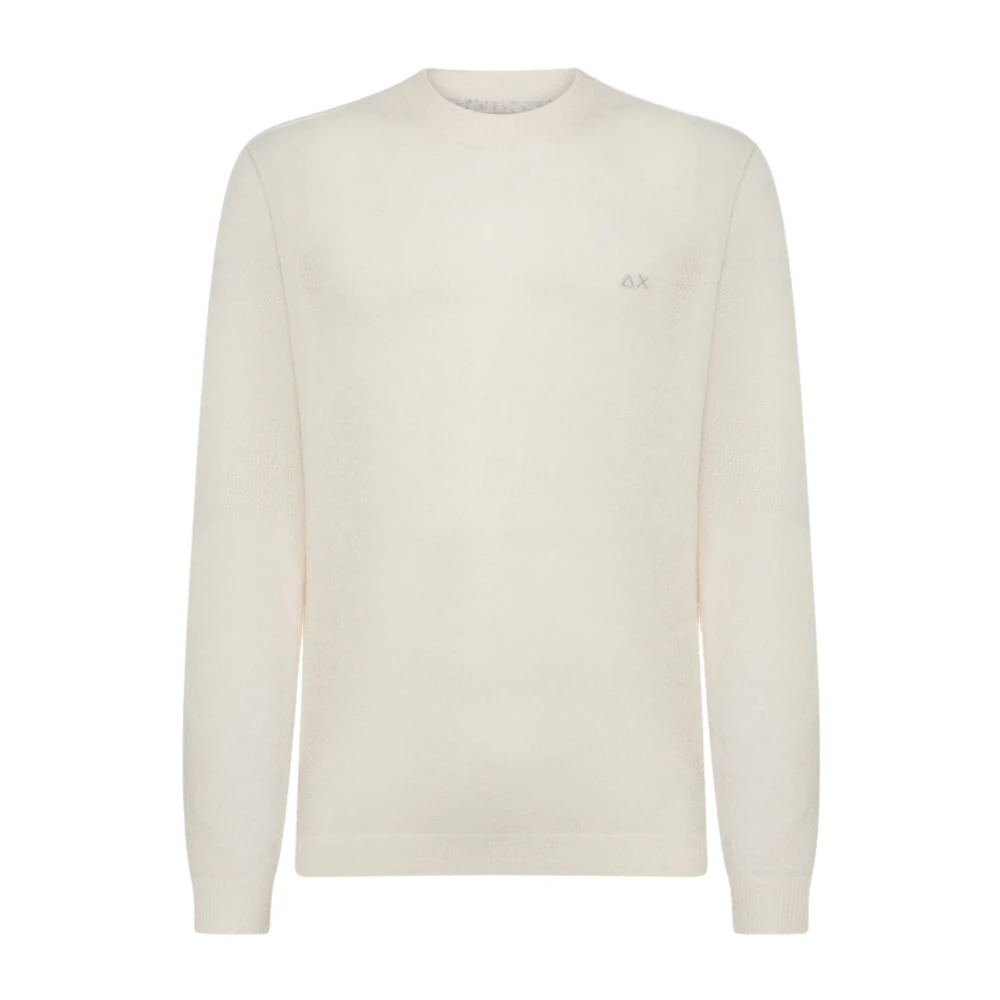 Sun68 Zachte Wollen Trui Moderne Pasvorm Logo Beige Heren