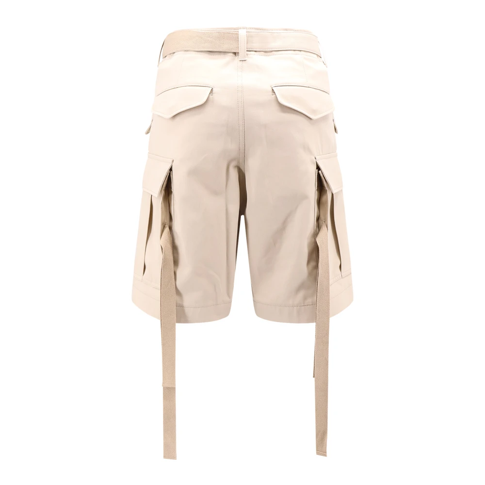 Sacai Katoenen Bermuda Shorts met Cupro Voering Beige Heren