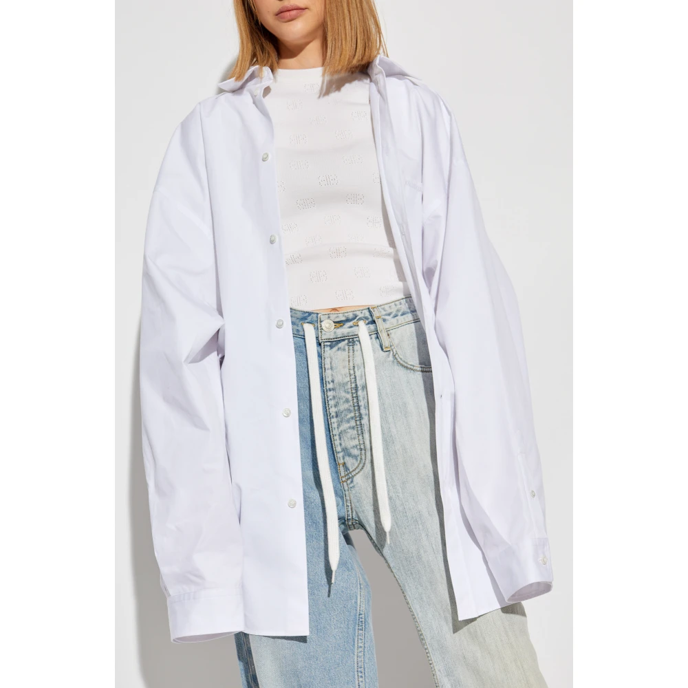 Balenciaga Oversized shirt met zak White Dames