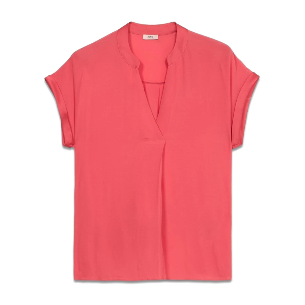Oltre Viscose blouse met satijnen afwerking Red Dames