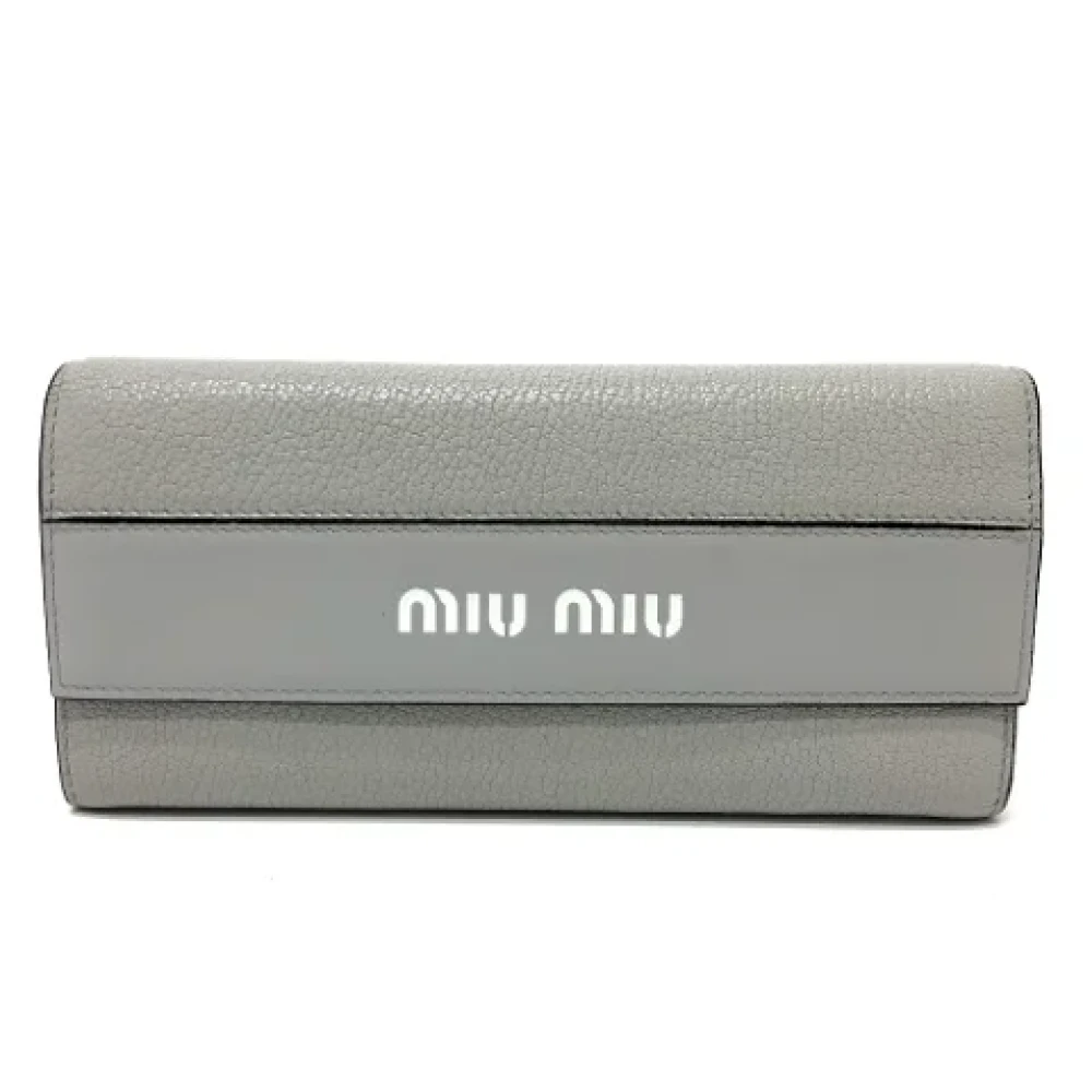 Miu Pre-owned Leather wallets Gray Dames