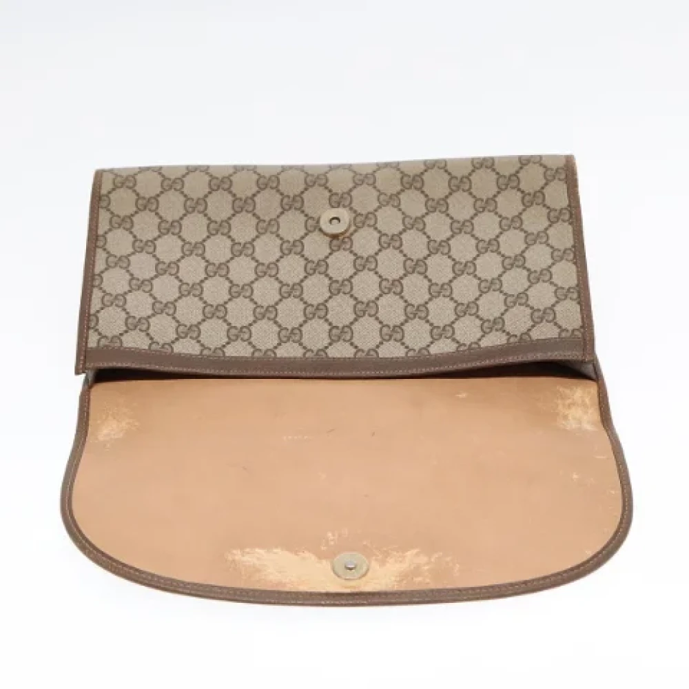 Gucci Vintage Pre-owned Leather clutches Beige Dames