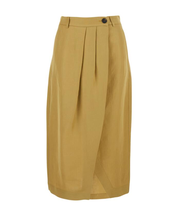 jupe-plissee-beige-avec-passants-de-ceinture