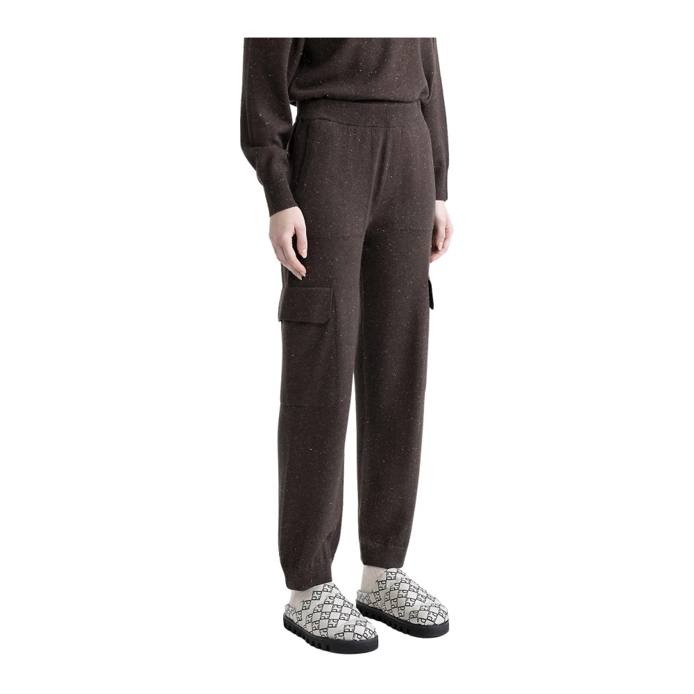 PESERICO Wollen zijden en kasjmier baggy cargo broek Brown Dames