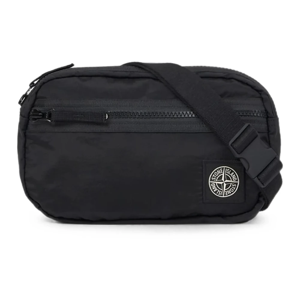 Stone Island Coated Nylon Metal Belt Bag - Male - Bum Bags - Black - One Size - Bags
