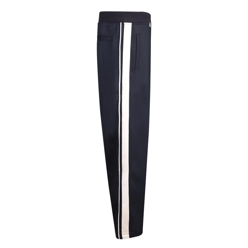Emporio Armani Elastische Taille Wollen Broek Blue Heren