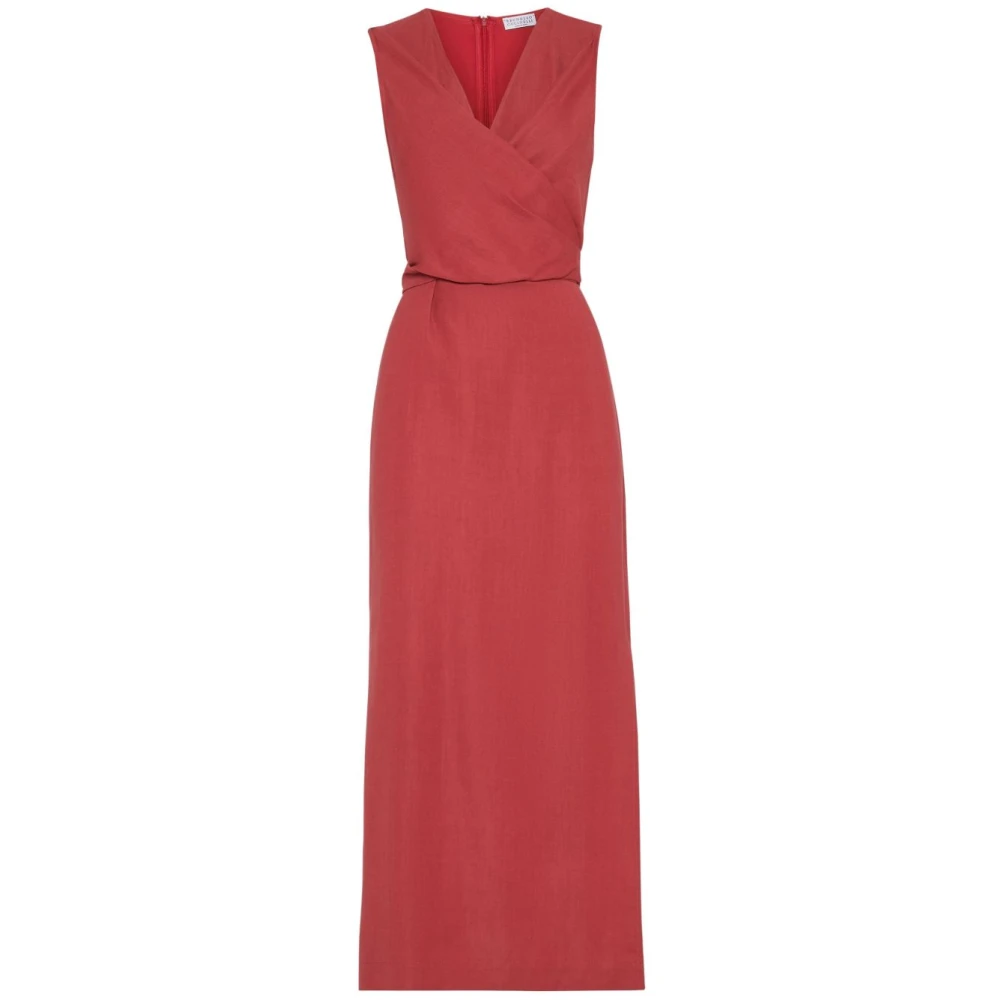 BRUNELLO CUCINELLI Gekruiste Jurk Stijlvol Red Dames