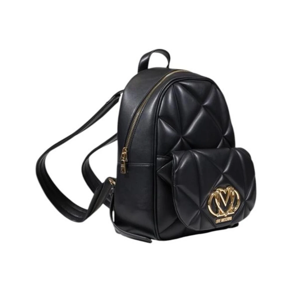 Love Moschino Stijlvolle Zwarte Polyurethaan Rugzak Damescollectie Black Dames