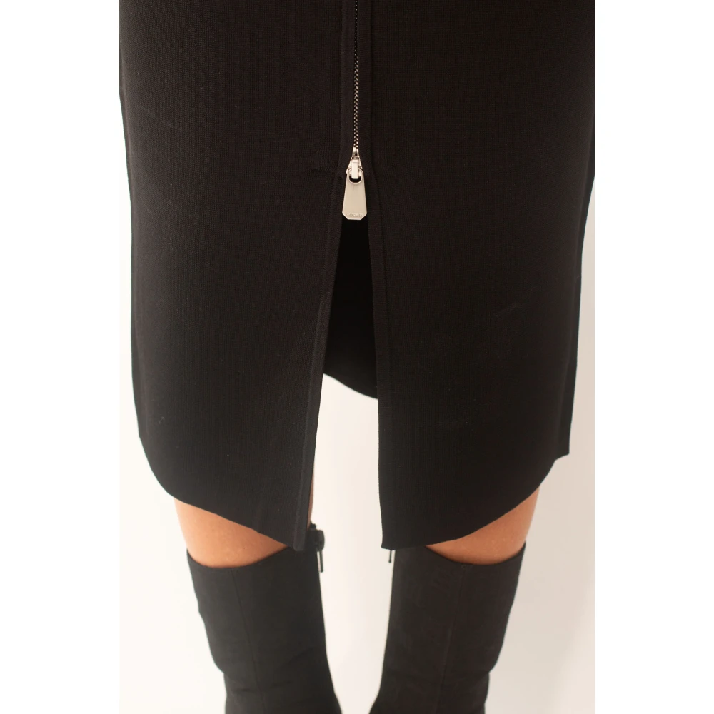 pinko Ritssluiting Gebreide Jurk in Zwart Black Dames