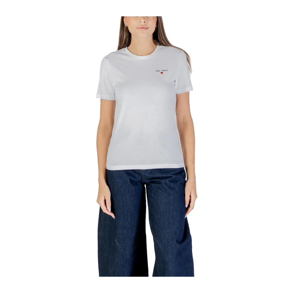 Only Women's White T-Shirts, M, Round Neck Cotton T-Shirt With Short Sleeves