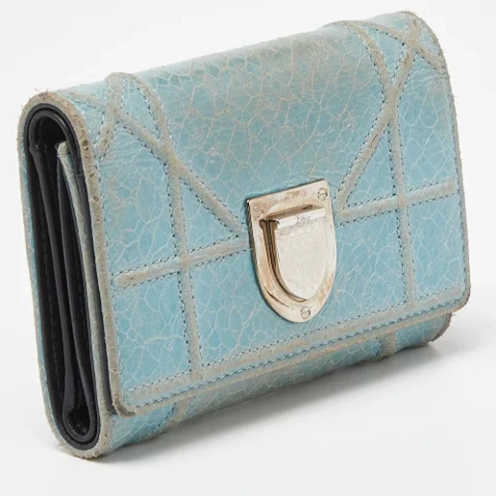 Dior Vintage Pre-owned Leather wallets Blue Dames