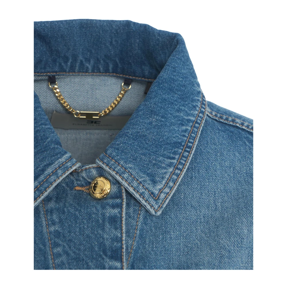 Elisabetta Franchi Stijlvolle Korte Denimjas Blauw Blue Dames