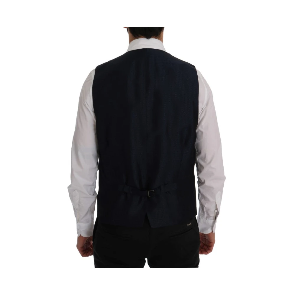 Dolce & Gabbana Elegante Blauw Gestreepte Vest Blue Heren