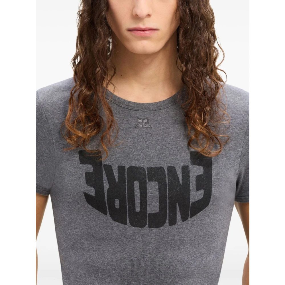 Courrèges Geborduurde Logo T-shirts en Polo's Gray Heren