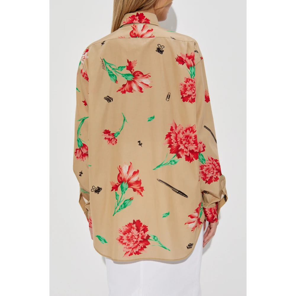 Moschino Shirt met bloemenmotief Beige Dames