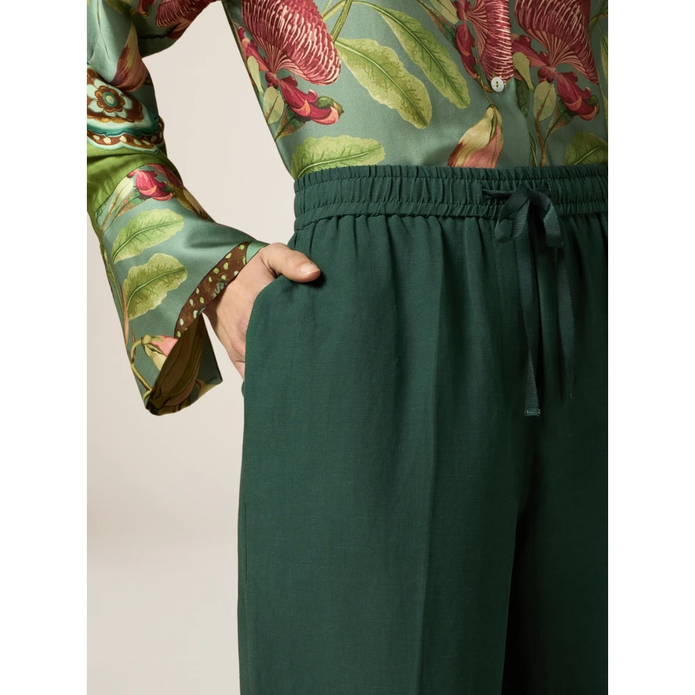 Oltre Linnen Bermuda Shorts Green Dames