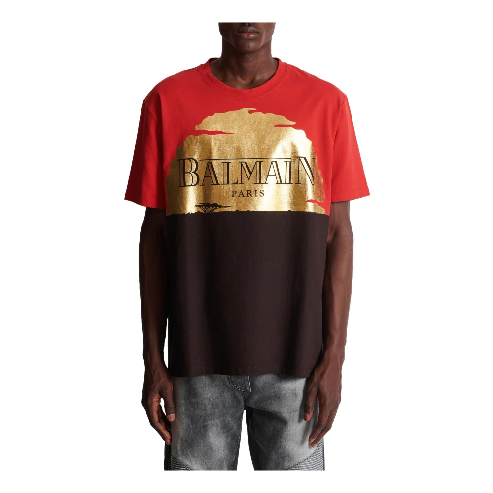 Balmain Disney x The Lion King T-shirt met zonsondergangprint Multicolor Heren