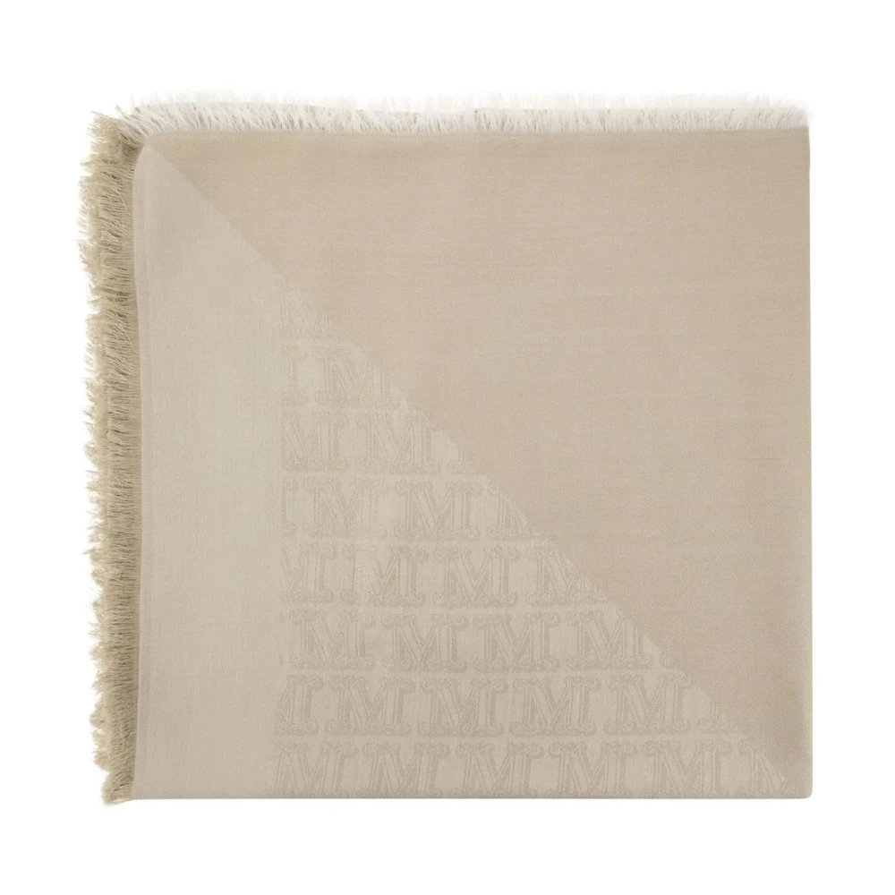 Max Mara Zijden en katoenen jacquard sjaal Beige Dames
