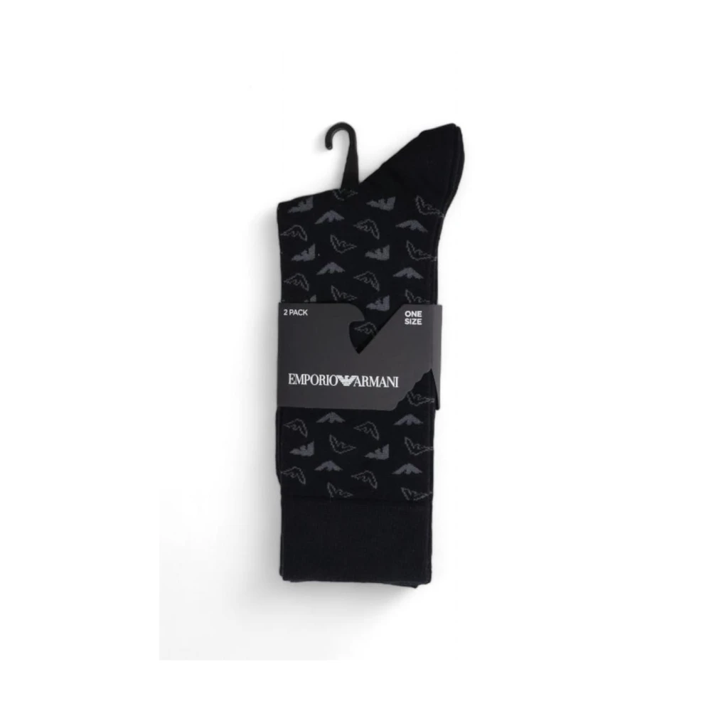 Emporio Armani Zwarte Eagle Logo Katoenen Sokken Black Heren