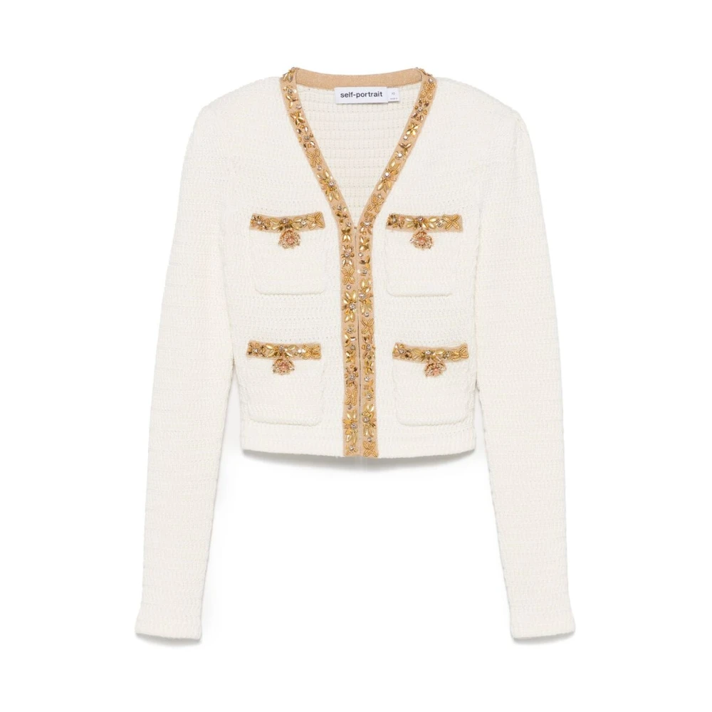 Self Portrait Beige Gebreide Trui met Zakken Beige Dames