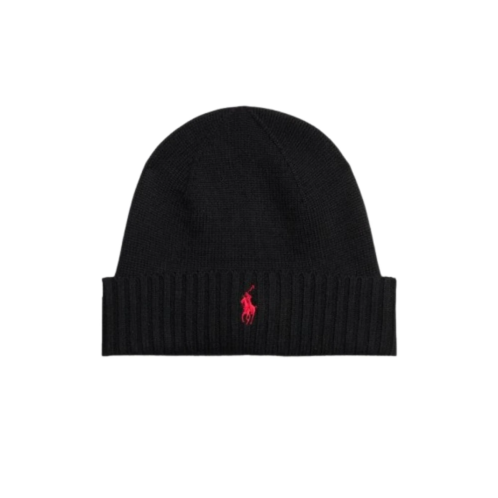 Ralph Lauren Varm Ribbstickad Beanie Mössa Black, Herr