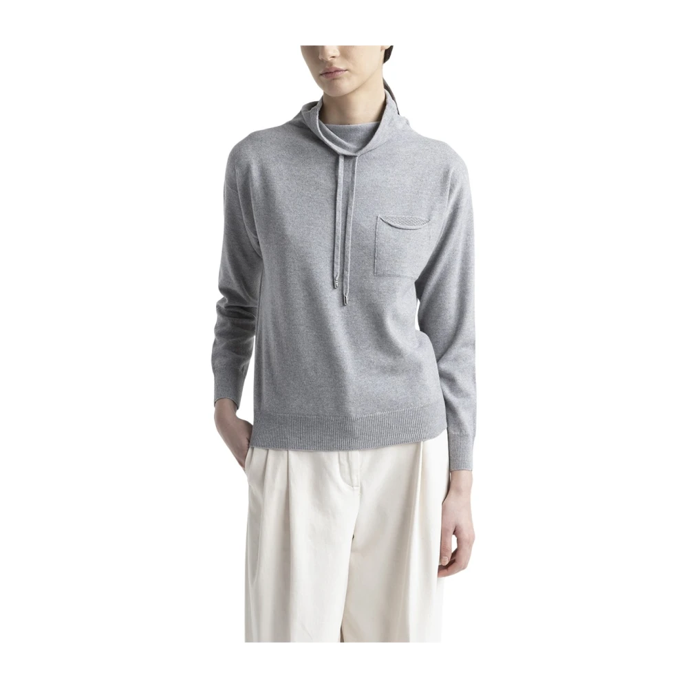 PESERICO Wollen zijden en kasjmier hoodie Gray Dames