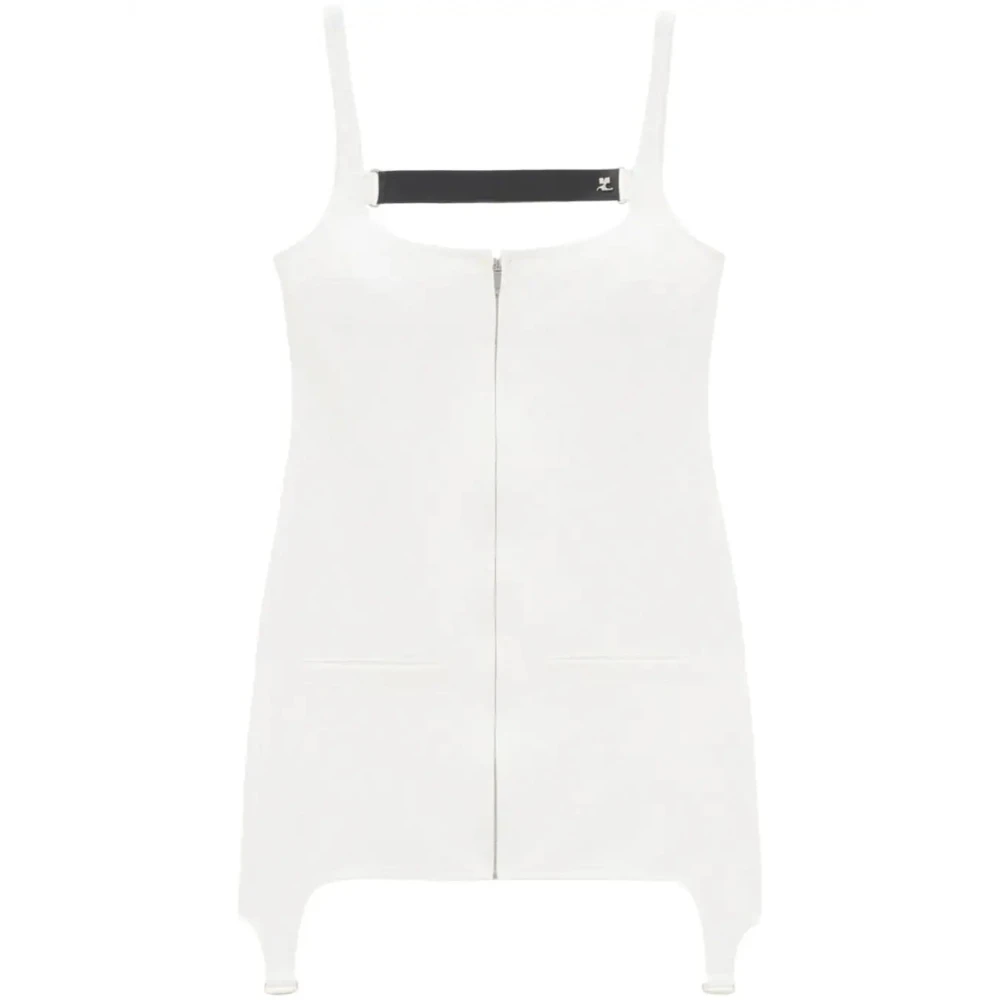 Courrèges Witte Mini Jurk met Vinyl Bandjes White Dames