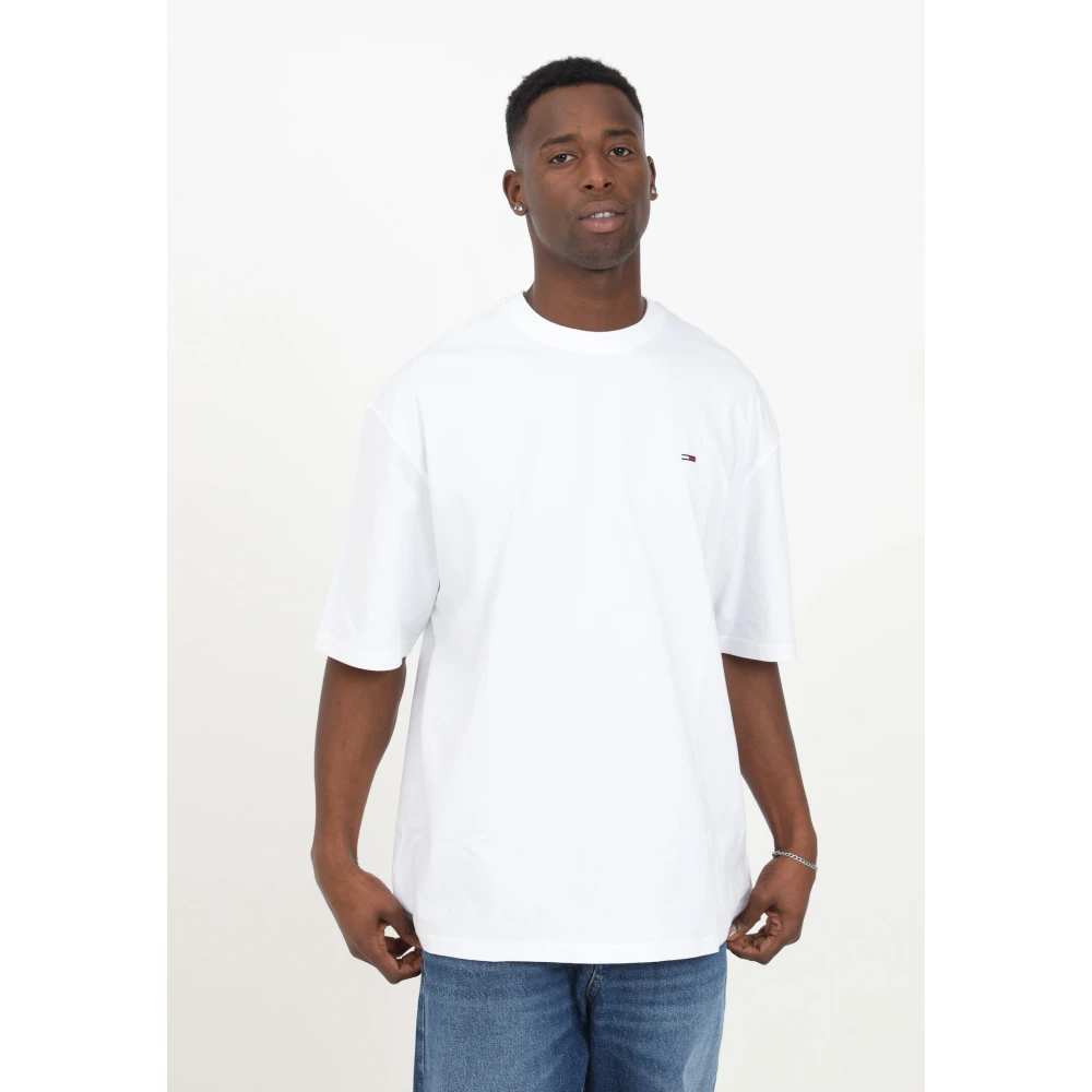 Tommy Jeans T-shirt met minimalistische stijl en geborduurd logo White Heren