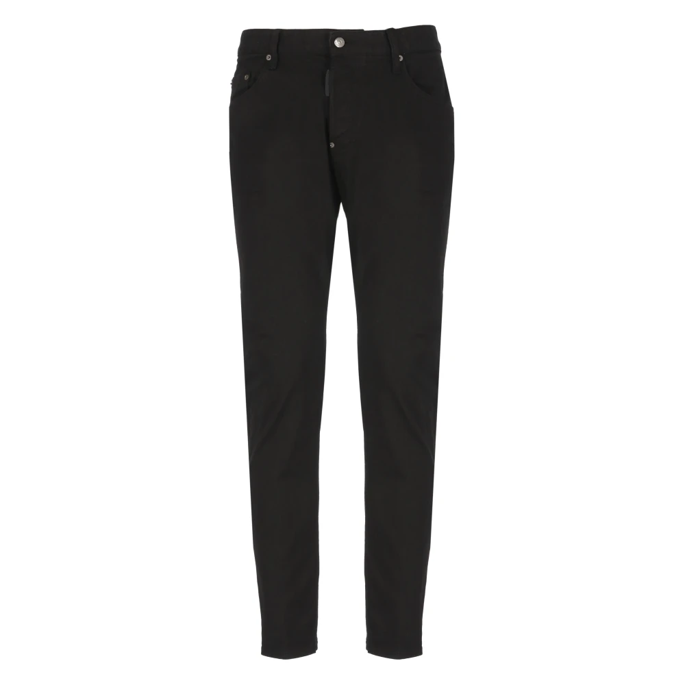 Dsquared2 Svarta Bomulls Jeans med Logotyp Patch Black, Herr