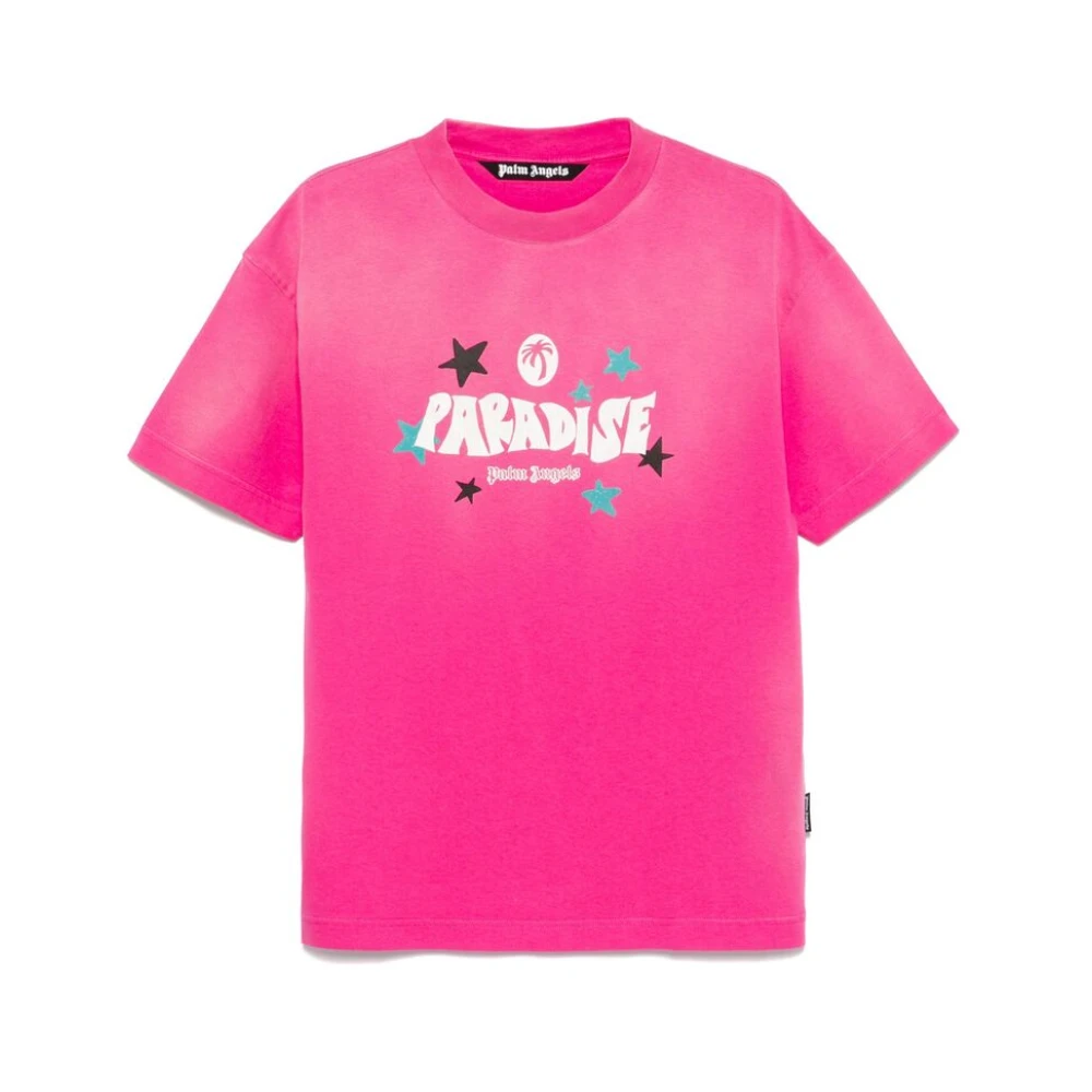 Palm Angels Grafische Print T-shirt met Ronde Hals Pink Heren