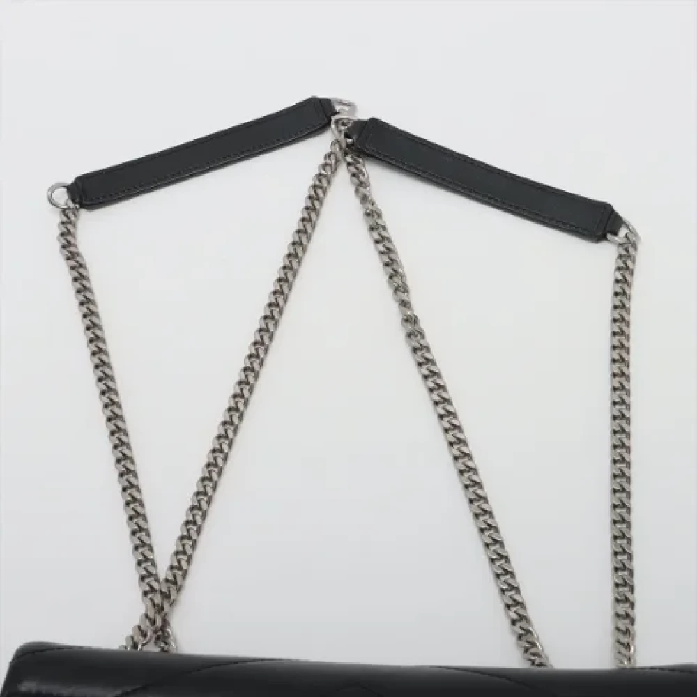 Yves Saint Laurent Vintage Pre-owned Loulou Small Chevron Quilted Leather 2-Ways Envelope Bag Black Dames