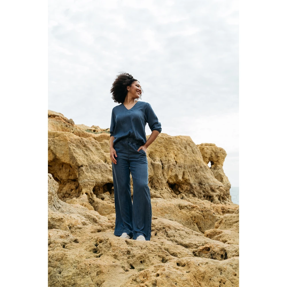 &Co Woman Wijde Broek Zomerse Stijl Blue Dames