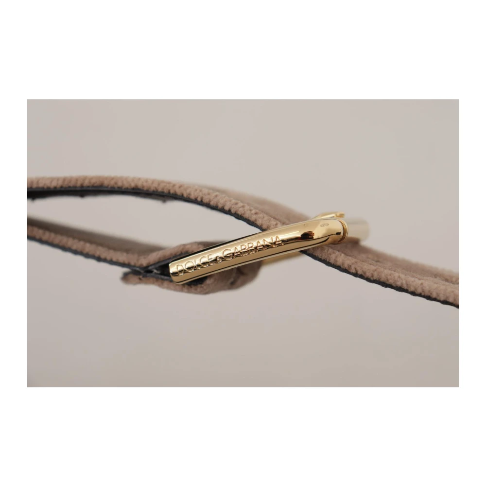 Dolce & Gabbana Fluweel Logo Gesp Riem Brown Dames