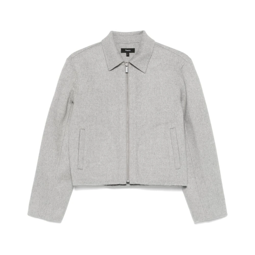Theory Jas met ritssluiting en spread kraag Gray Dames