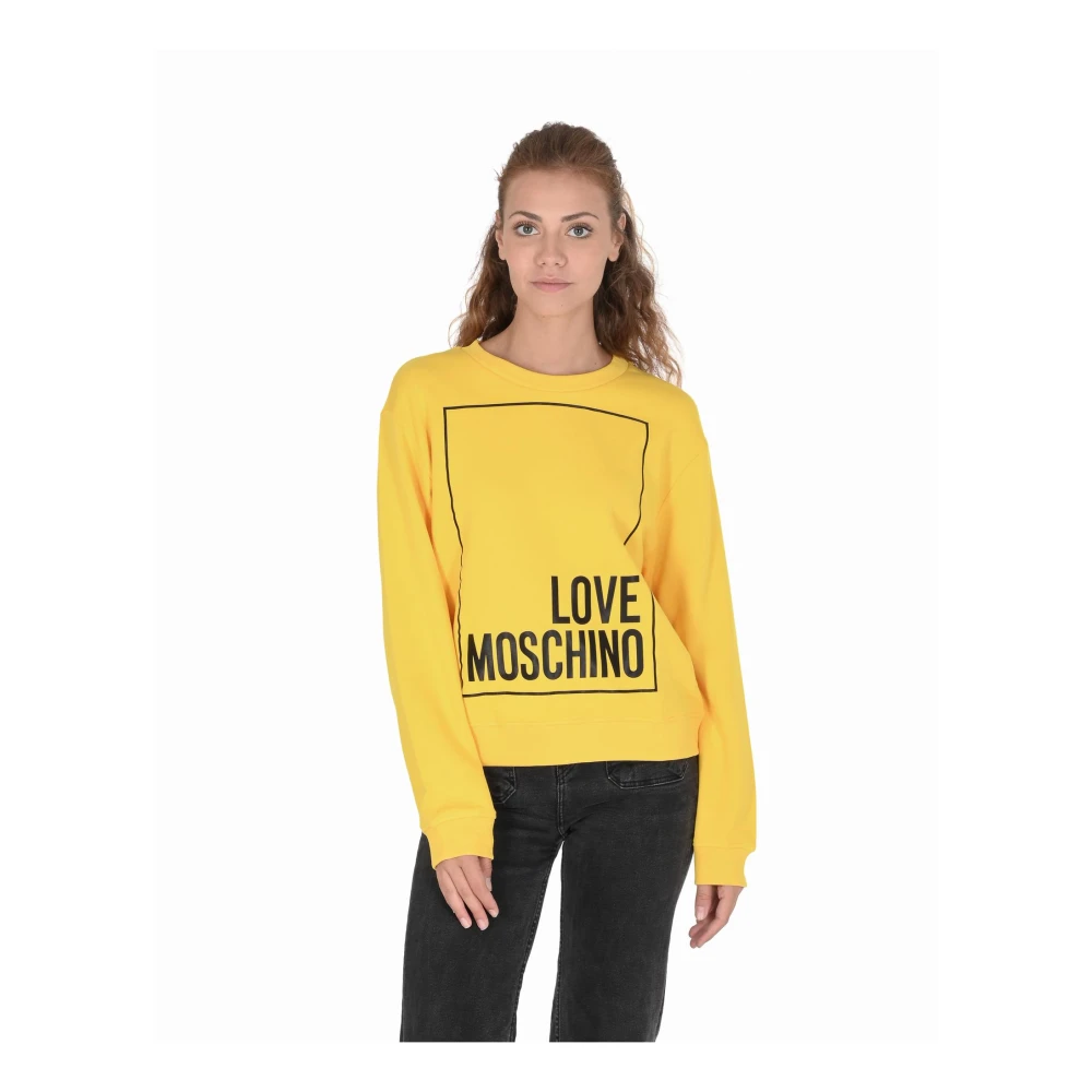 Love Moschino Gele Katoenen Sweatshirt met Inlay Detail Yellow Dames
