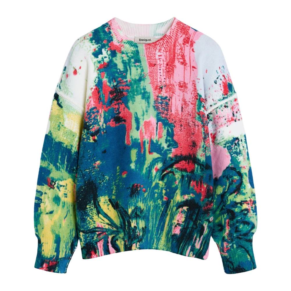 Desigual Damen Multicolor Arty Strickpullover Mit Print