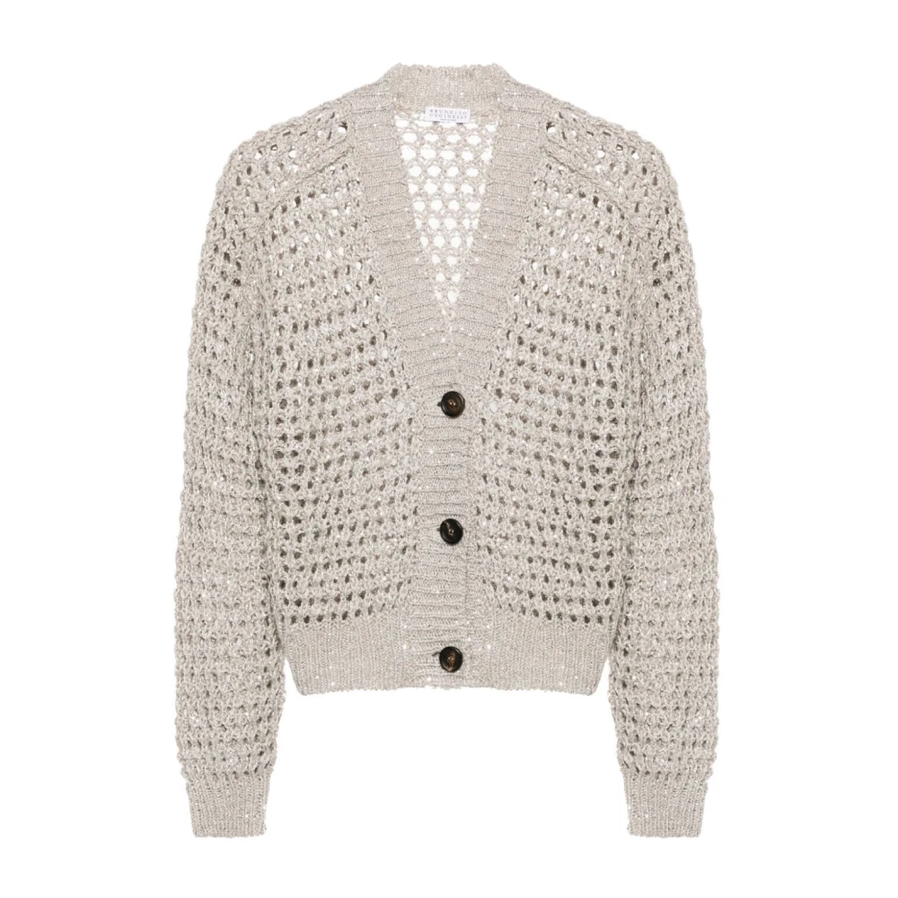 BRUNELLO CUCINELLI Neutrale Gebreide Vest Trui Beige Dames
