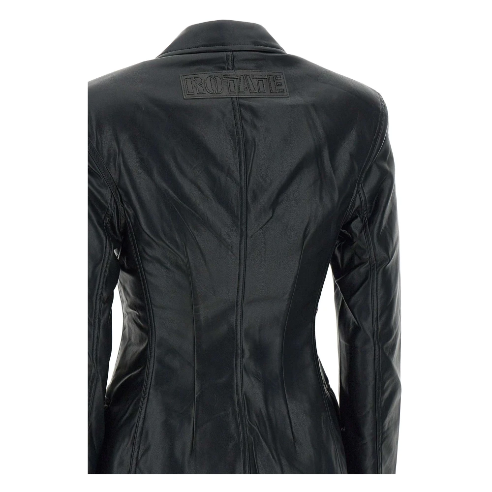 Rotate Birger Christensen Zwarte Leren Fitted Blazer Jas Black Dames