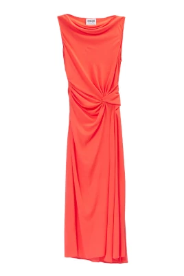 Röd Crepe Midi Klänning