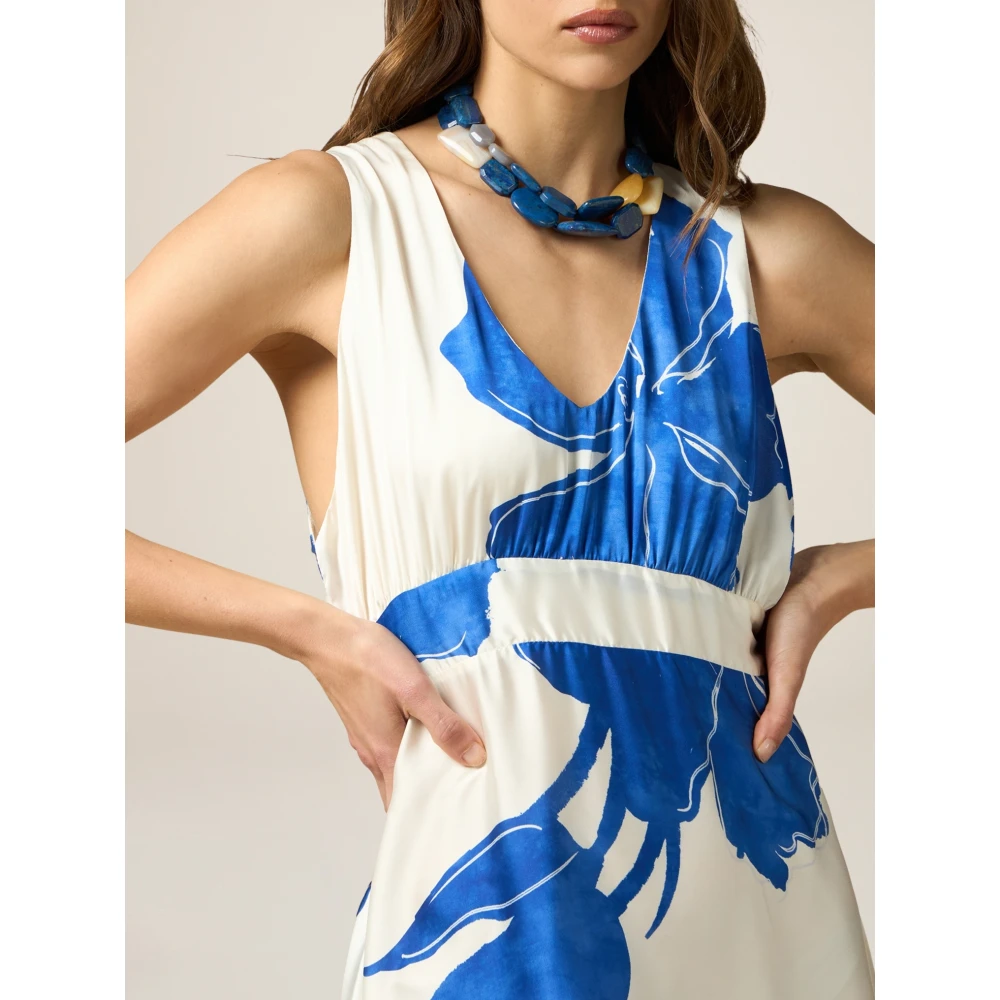 Oltre Satin Jurk met Bloemenpatroon Multicolor Dames