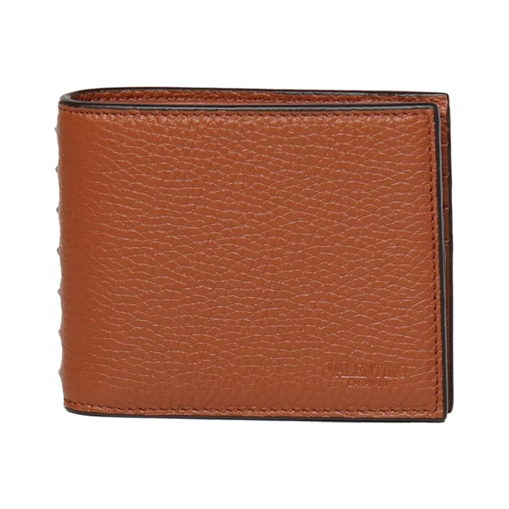 Valentino Garavani Bruin leren portemonnee met stud detail Brown Heren