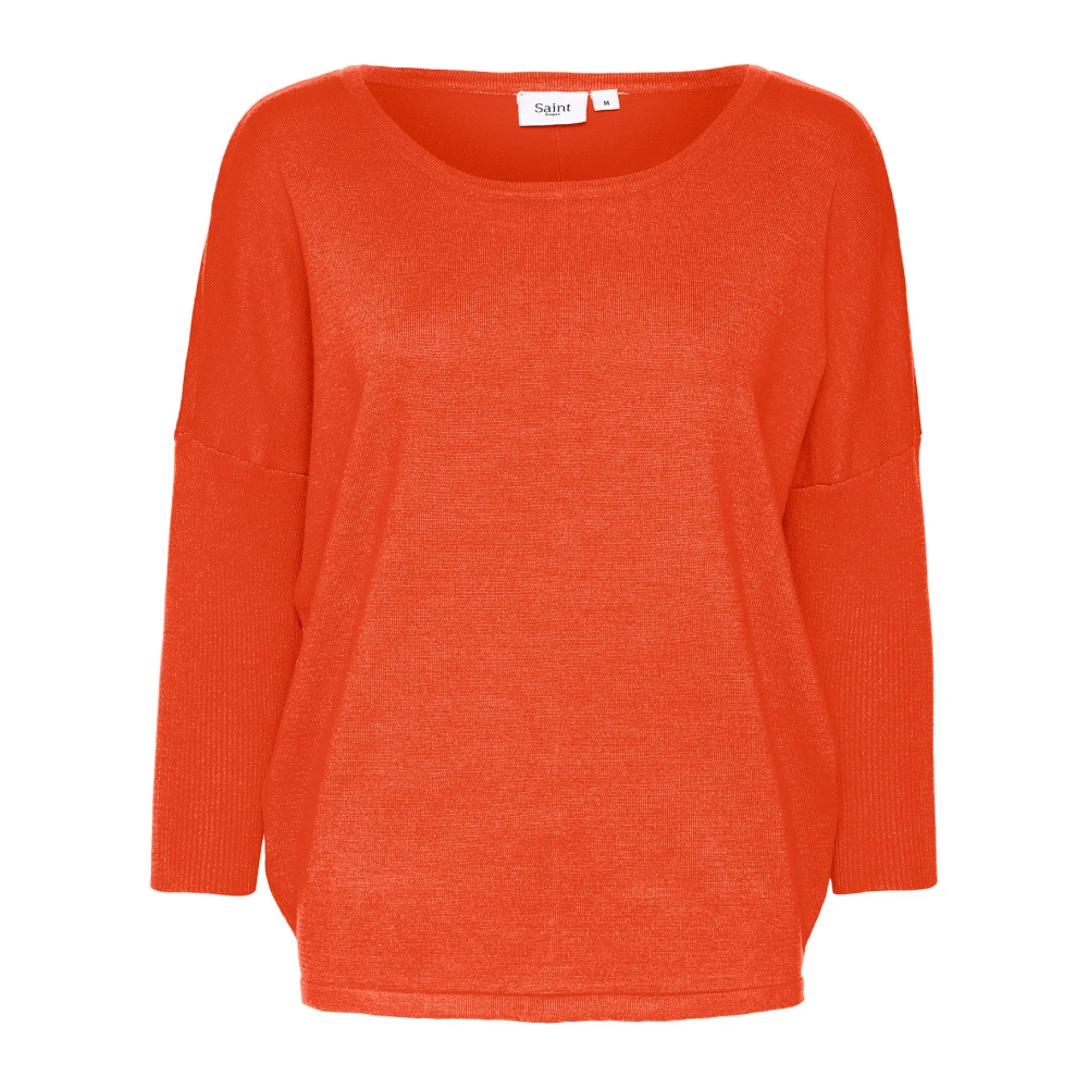 Saint Tropez Tigerlily R-Neck Pullover Sweater Orange Dames