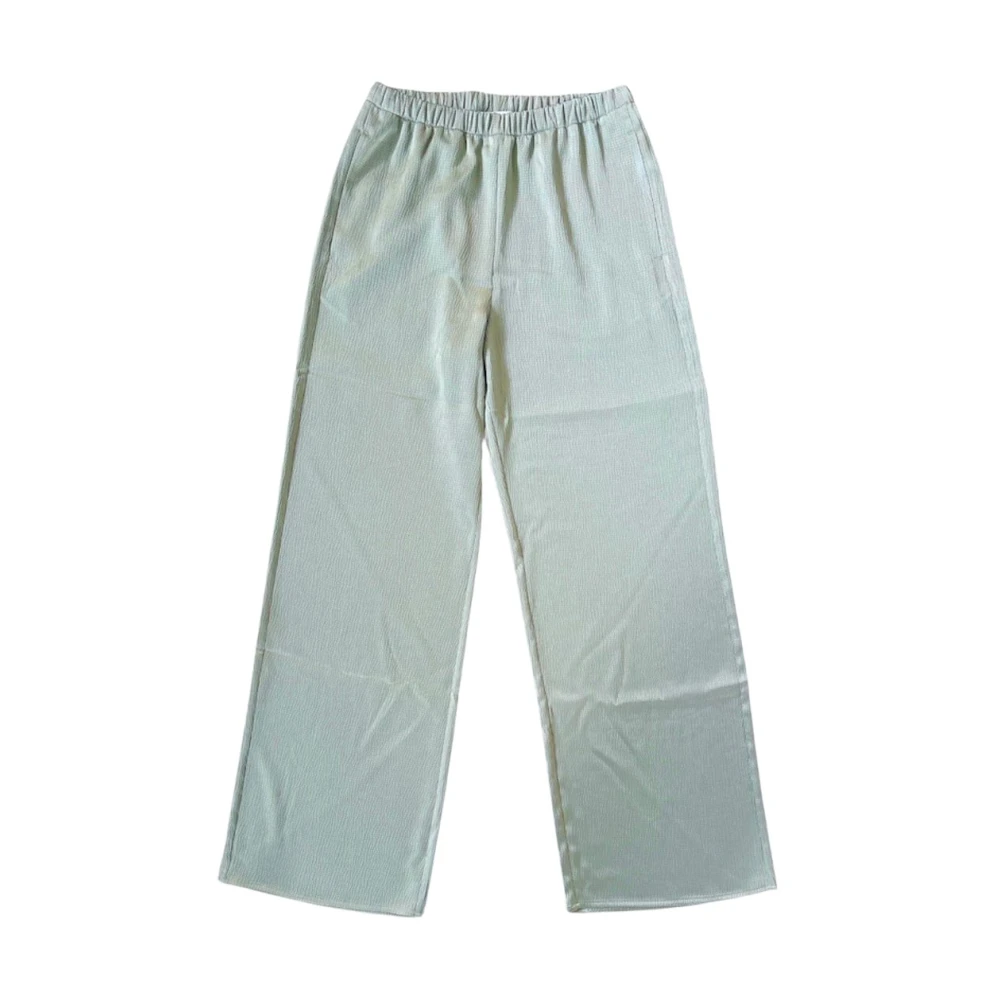 Calvin Klein Women's Green Hammered Satin Textured Trousers - Wide Trousers - S - Trousers